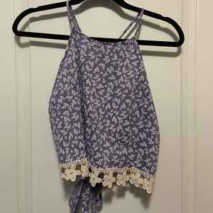 Blue & White Floral Crop Top